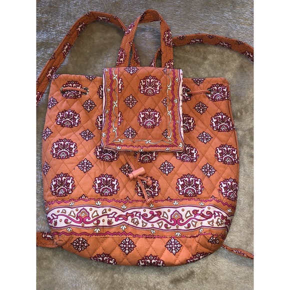Bueno Handbags - Bueno Collection Purse Backpack Orange drawstring Quilted Nice!